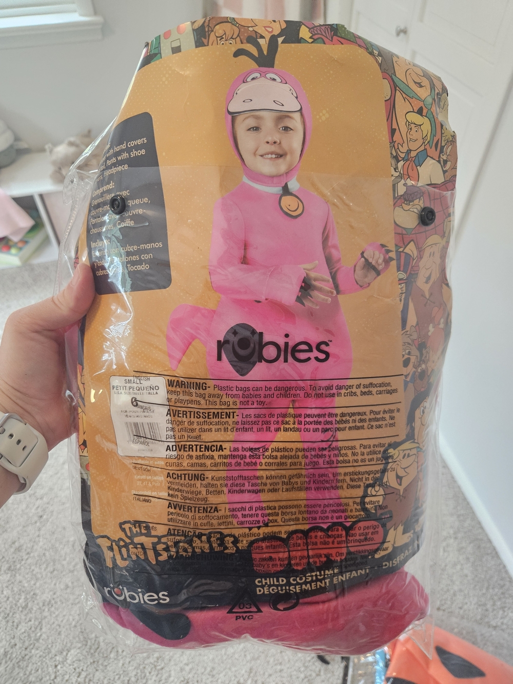 Rubie's Pink Dinosaur Costume with Purple Hood Detail